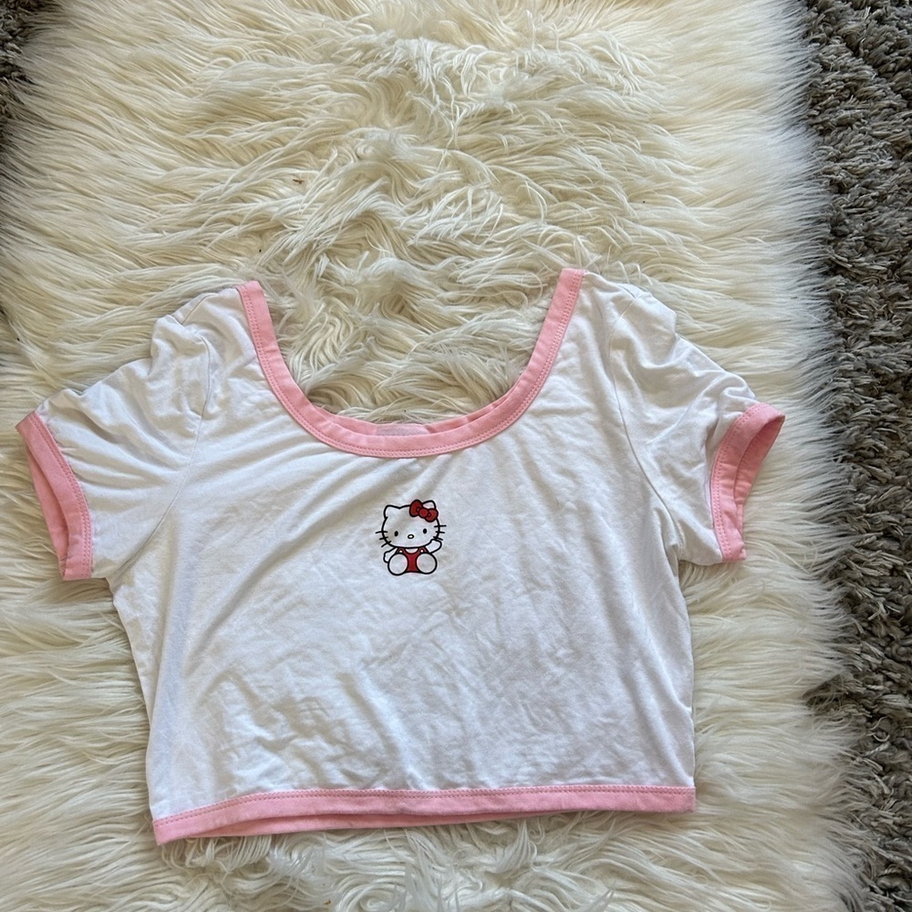 White & Pink Hello Kitty Crop Top